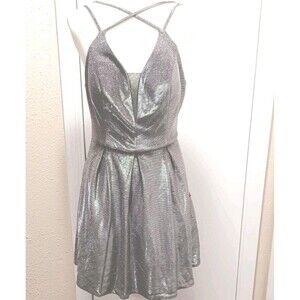 Crystal Doll Sliver Metallic Dress Junior's Size 7